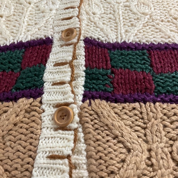 Cabin Creek Vintage Floral Chunky Knit Cardigan Sweater Large - Picture 3 of 6